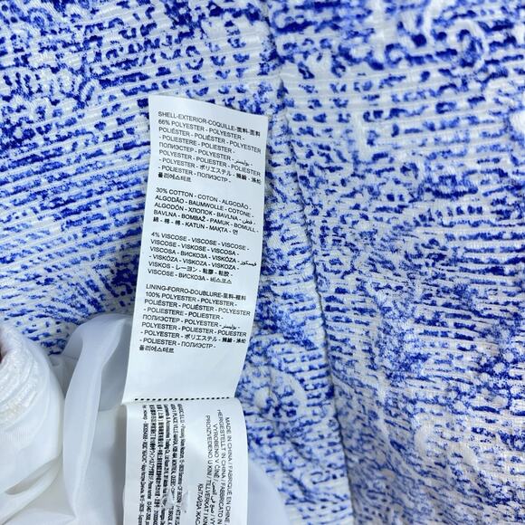 Desigual Ariel Blue White Textured Jacquard Coat Jacket Size 44 L Paisley Arty - Picture 15 of 16